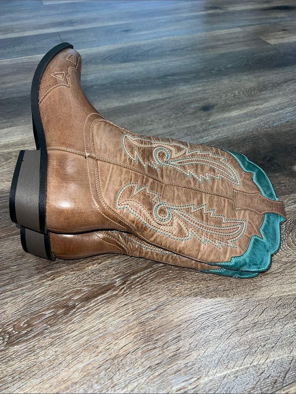 Coconuts by Matisse Cimmaron Faux Leather Western Boots - Tan/Turquoise 🐴 - Picture 5 of 9